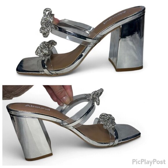 ABOUND Kitch Rhinestone Block Heel Sandal, Silver Metallic, Size 8, NWOB - Picture 11 of 14